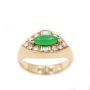 Burmese Jade and Diamond 14K yellow gold ring 