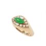 Burmese Jade and Diamond 14K yellow gold ring 