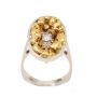 Gold Nuggets Diamonds 10K white gold ring  