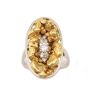 Gold Nuggets Diamonds 10K white gold ring  