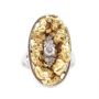 Gold Nuggets Diamonds 10K white gold ring  