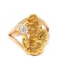 Placer Gold Nugget 0.25ct Diamond 14K yellow gold ring