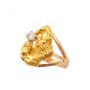 Placer Gold Nugget 0.25ct Diamond 14K yellow gold ring