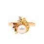 Diamonds & pearl 14K yg ring .5 inch top diameter 