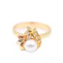 Diamonds & pearl 14K yg ring .5 inch top diameter 