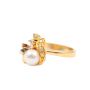 Diamonds & pearl 14K yg ring .5 inch top diameter 