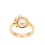 Diamonds & pearl 14K yg ring .5 inch top diameter 