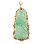 Jadeite Burmese Jade carved pendant brooch blossoms birds 14K yg 