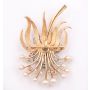 14K yg Brooch Blossom spray Akoya pearls diamonds rubies sapphires 