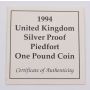 1994 One Pound Piedfort Proof Silver Coin UK with box and COA