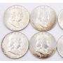 10x Franklin Half Dollars 1957d 4x1960d 1961d 4x1963d Choice  AU to UNC