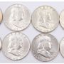 10x Franklin Half Dollars 1957d 4x1960d 1961d 4x1963d Choice  AU to UNC