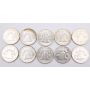 10x Franklin Half Dollars 1957d 4x1960d 1961d 4x1963d Choice  AU to UNC