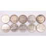 10x 1953 Canada Silver Dollars 10-coins EF to Choice AU 