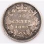 1899 large 9s Canada 10 cents VF+ obverse deep scratch