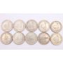 South Africa 5 Shillings 1947 48 49 50 51 52 53 57 60 1961 10-coins circulated