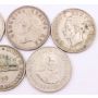 South Africa 5 Shillings 1947 48 49 50 51 52 57 60 64 9-silver coins circulated