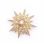 Seed Pearl Sun Burst Brooch 14K 