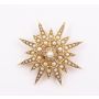 Seed Pearl Sun Burst Brooch 14K 