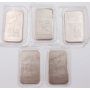 5x National Refiners 1 oz Pure Silver Art Bars Seasons Greetings 1989