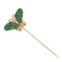 18K Gold Lapel Pin Burmese Jade and Diamonds Butterfly