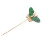 18K Gold Lapel Pin Burmese Jade and Diamonds Butterfly