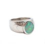 14K wg Ring Opal cabachon vivid green to blue 4.04ct