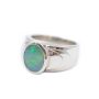 14K wg Ring Opal cabachon vivid green to blue 4.04ct