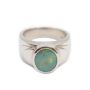 14K wg Ring Opal cabachon vivid green to blue 4.04ct