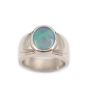 14K wg Ring Opal cabachon vivid green to blue 4.04ct