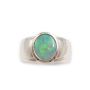 14K wg Ring Opal cabachon vivid green to blue 4.04ct