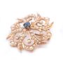 c1890 Sapphire & Seed Pearl 14K yg Brooch 30.0mm 6.4 grams 