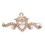 c1900 Seed Pearl 14K yg Brooch Heart & Ribbons