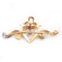 c1900 Seed Pearl 14K yg Brooch Heart & Ribbons