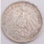 1910 G Germany Baden 3 Mark silver coin VF+ 