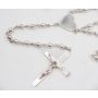 Silver Rosary Length-44 inches 2.75 x 2 inch cross 174 x .25 inch beads 