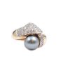 Tahitian Black Pearl yg ring 0.80cts pave set Diamonds