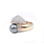 Tahitian Black Pearl yg ring 0.80cts pave set Diamonds