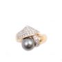 Tahitian Black Pearl yg ring 0.80cts pave set Diamonds