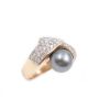 Tahitian Black Pearl yg ring 0.80cts pave set Diamonds