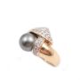 Tahitian Black Pearl yg ring 0.80cts pave set Diamonds