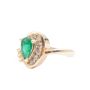 0.82ct faceted pear shape Emerald 14K yg Ring 7-Diamonds