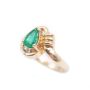 0.82ct faceted pear shape Emerald 14K yg Ring 7-Diamonds