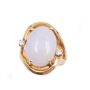 Burmese Jade cabachon mauve with pink tone 14K yg ring 