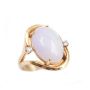 Burmese Jade cabachon mauve with pink tone 14K yg ring 