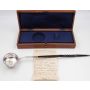 1762 1/4 Guinea gold coin 925 silver ladle baleen original box & period notes 