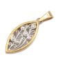 18k yg Naivette shapd pendant wg stylized diamond  blossoms 