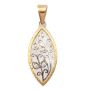 18k yg Naivette shapd pendant wg stylized diamond  blossoms 