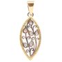 18k yg Naivette shapd pendant wg stylized diamond  blossoms 