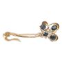 1.66ct Sapphire 14k yg brooch 4-deep blue sapphires 6-diamonds  